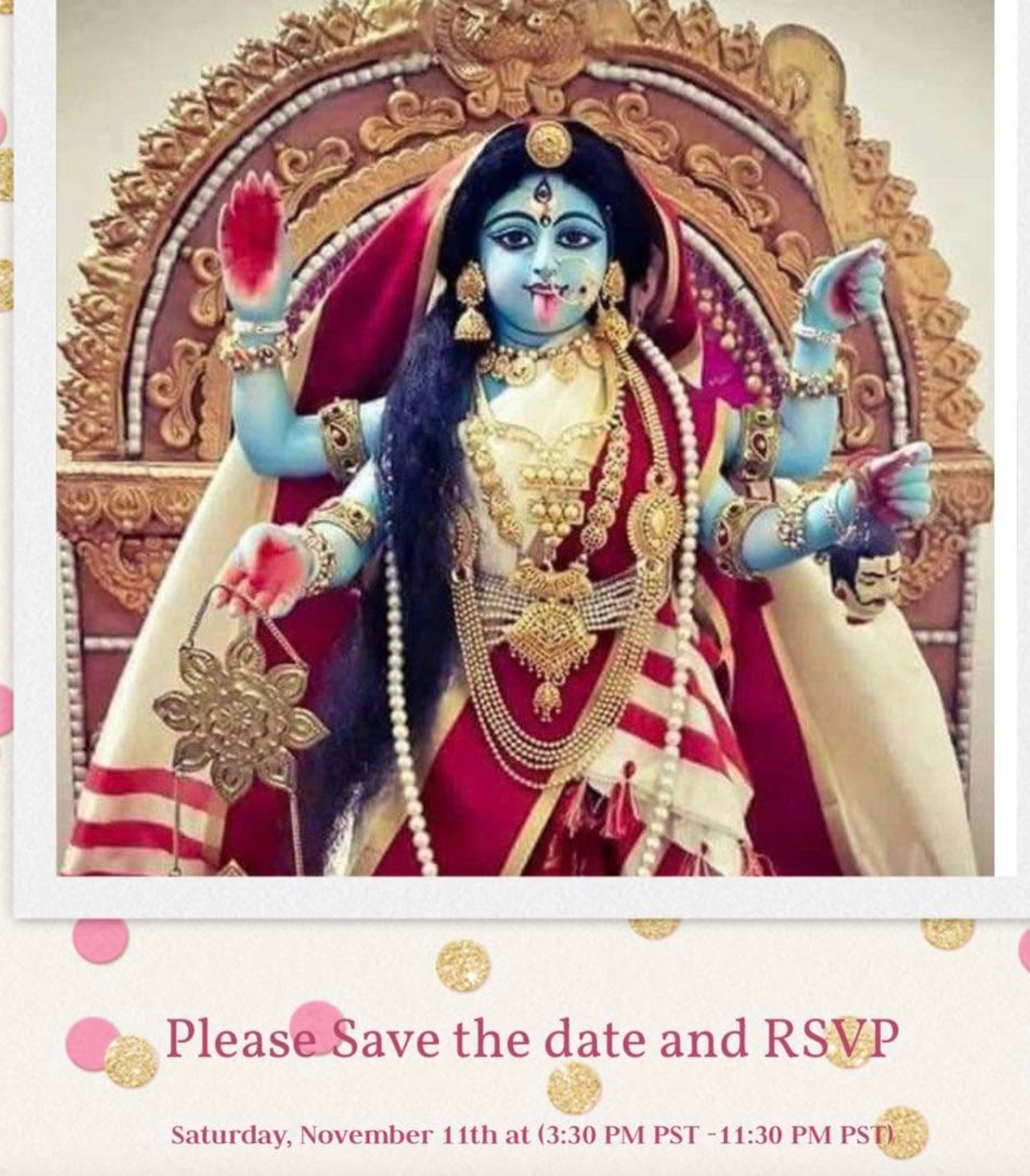 Archived Maa Kali save-the-date artwork for Saturday November 11
