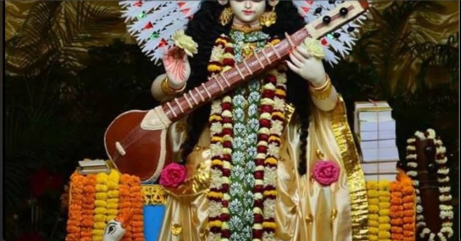 Maa Saraswati idol at Heart Touch Diva Basant Panchami celebration in 2026